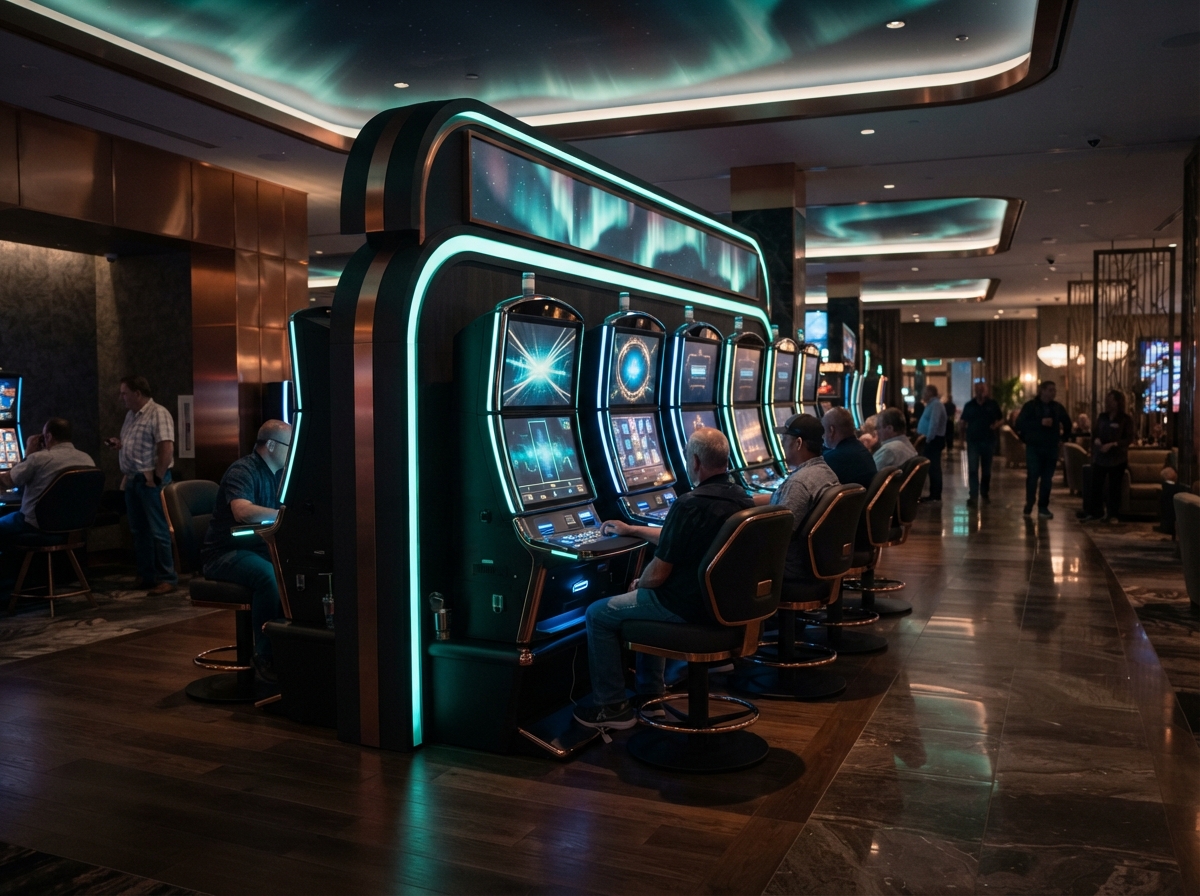 Linked gaming machines inside a physical gaming hall