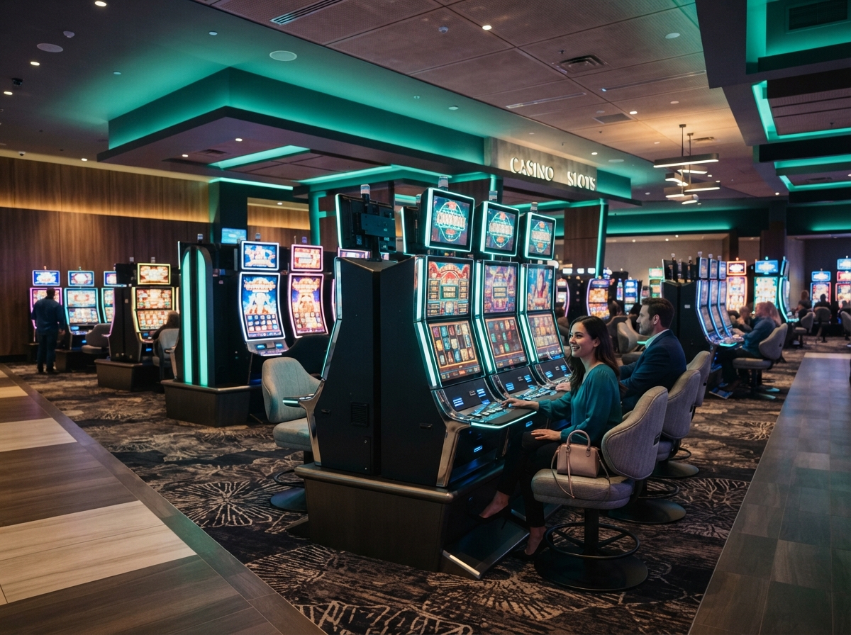 Modern video gaming machines in a Canadian entertainment hall